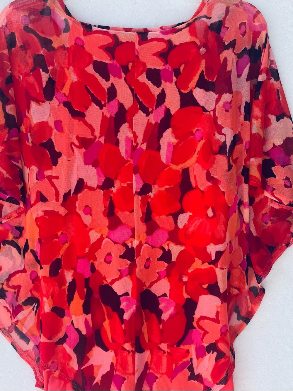Ava & Grace Coral and Pink Floral Blouse with Gold Chain Accent XL - Picture 5 of 6